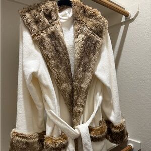 Pottery Barn Faux Fur lined bath robe.